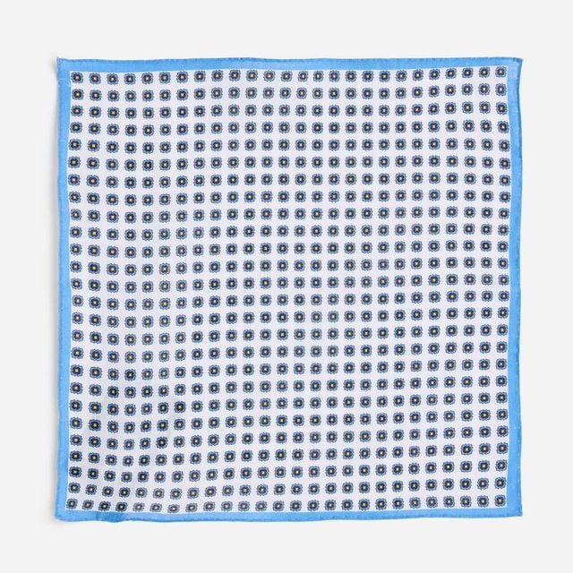 Hankys Linen - Whie-Blue Flower