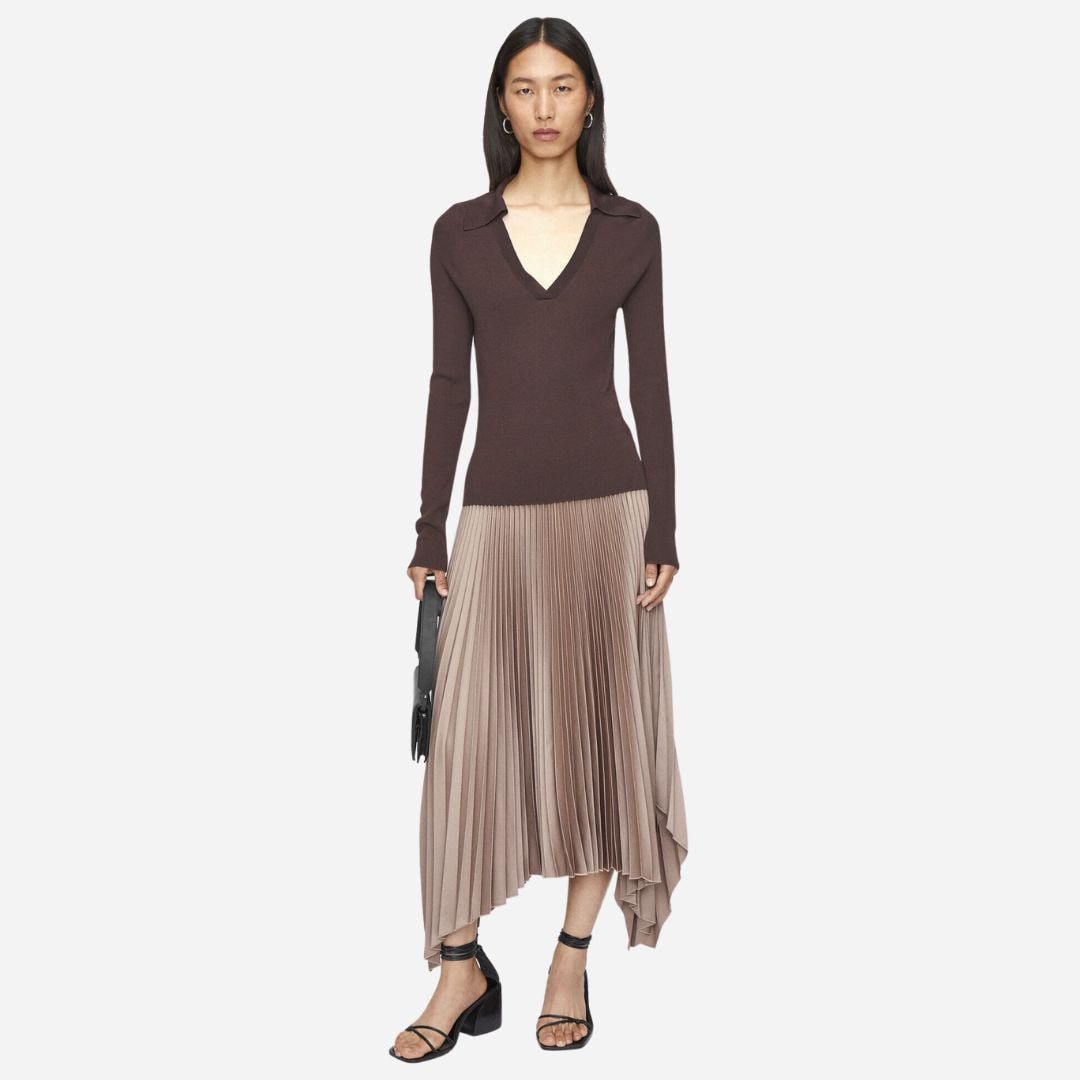 Ade Knit Weave Plissé Skirt - Escargot