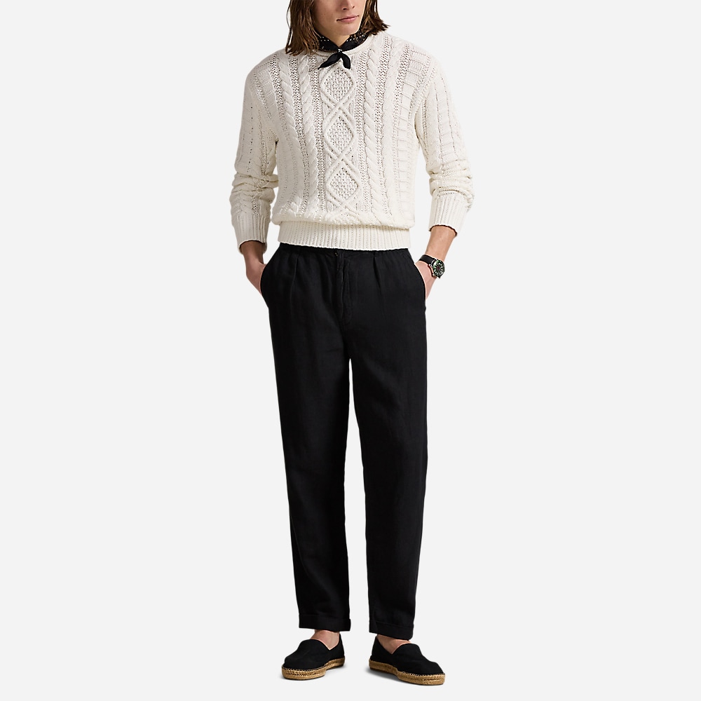 Aran-Knit Cotton Rollneck Sweater - Deckwash White