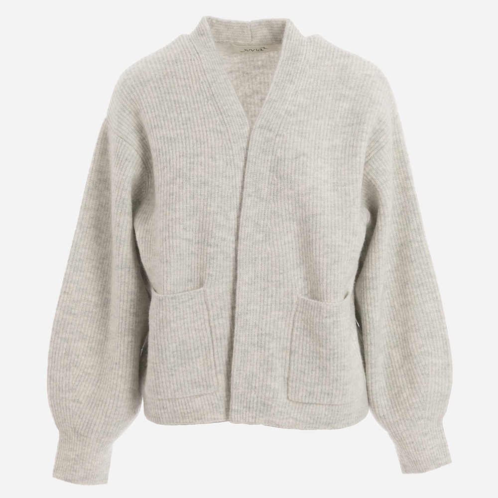 Cosy Rib Cardigan Pockets L.Grey Mel.