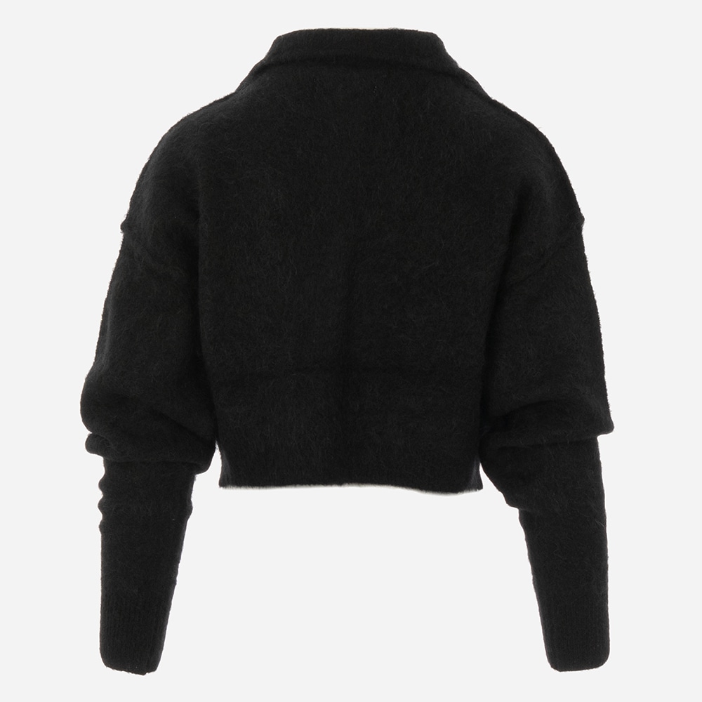 Mohair Cropped Cardigan Sweater Black