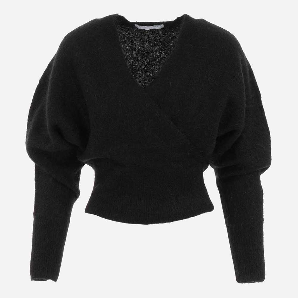 Mohair Cross-Over Sweater Black