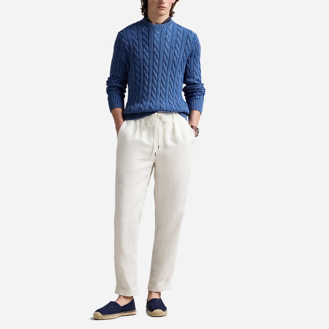 Cable-Knit Garment-Dyed Cotton Sweater - Navy Gmd