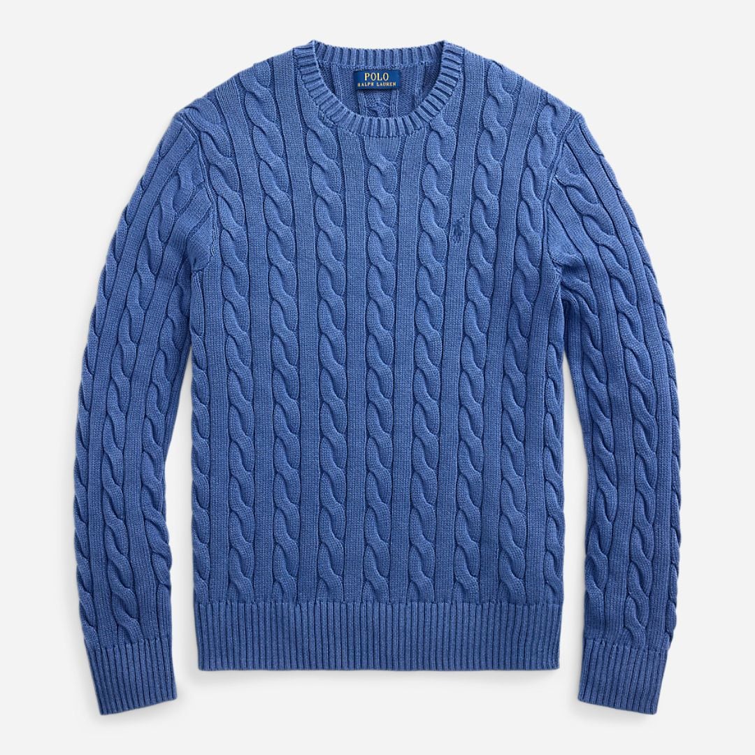 Cable-Knit Garment-Dyed Cotton Sweater - Navy Gmd