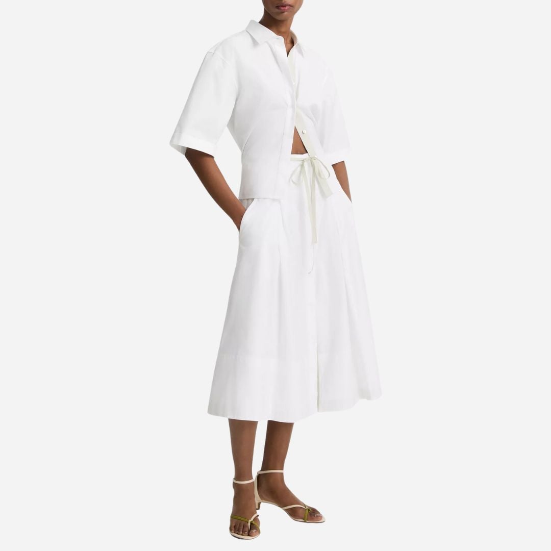 Canvas Tape Cotton Skirt - Optic White