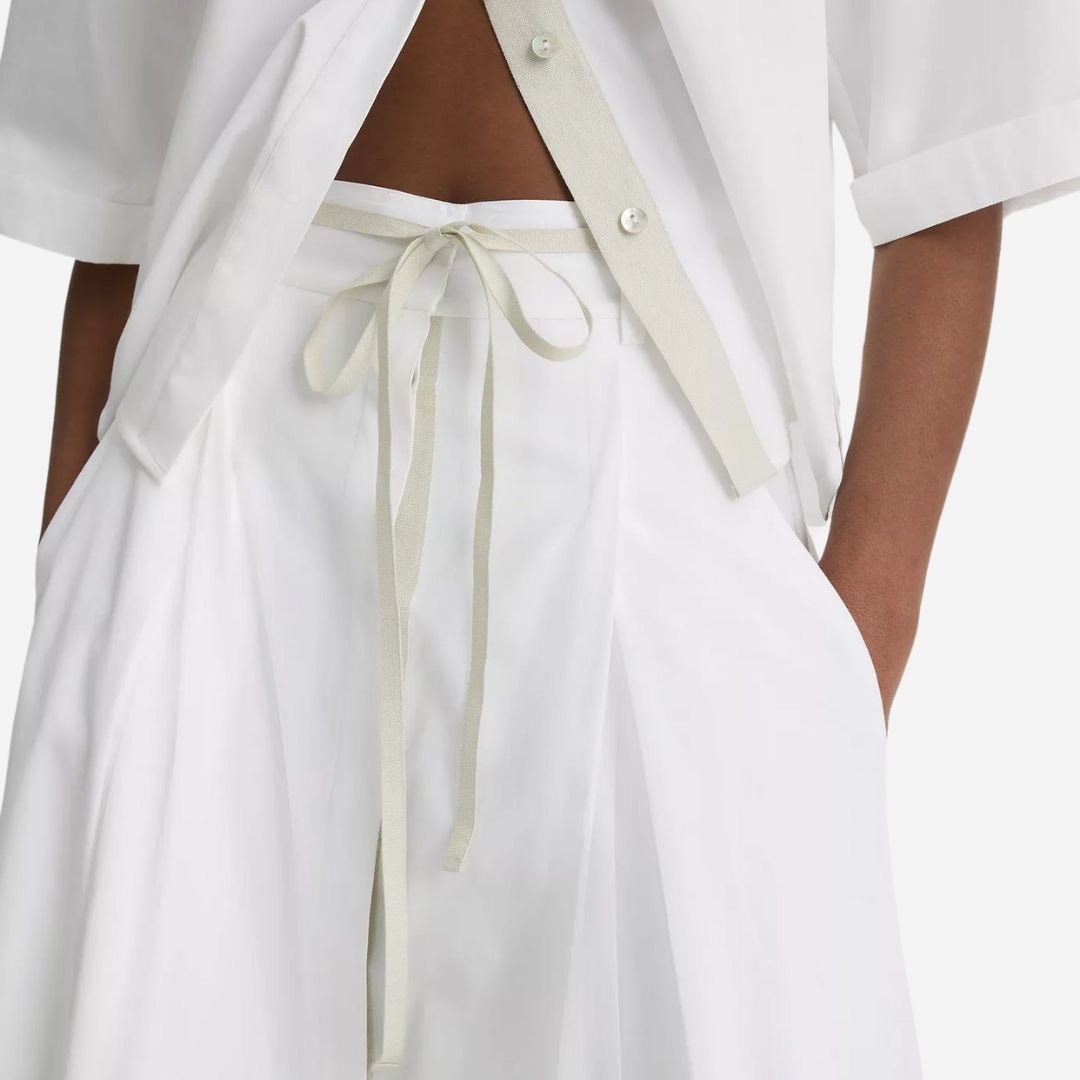 Canvas Tape Cotton Skirt - Optic White