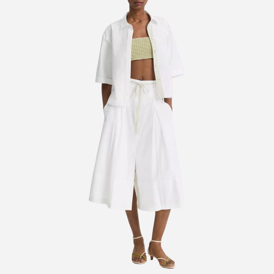Canvas Tape Cotton Skirt - Optic White