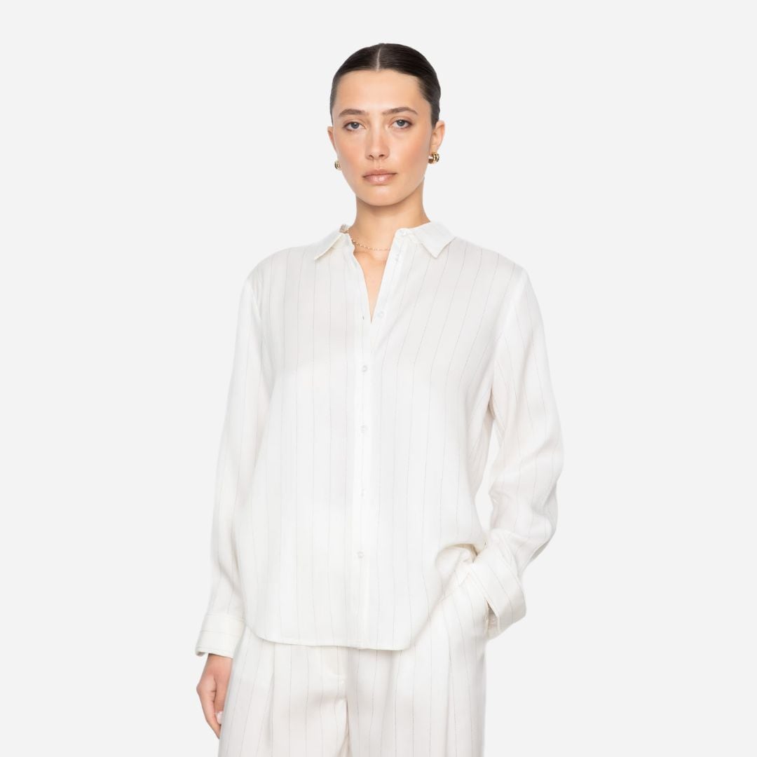Cilia Shirt - Cream Pinstripe
