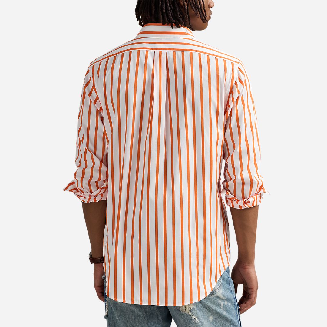 Classic Fit Striped Poplin Shirt - Cadmium White