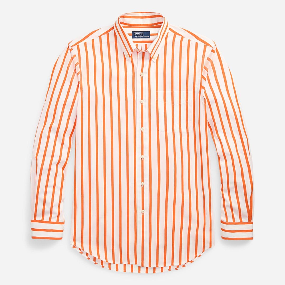 Classic Fit Striped Poplin Shirt - Cadmium White