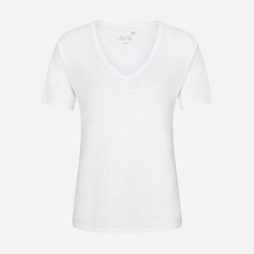 Co Slub Shirt V-Neck - White
