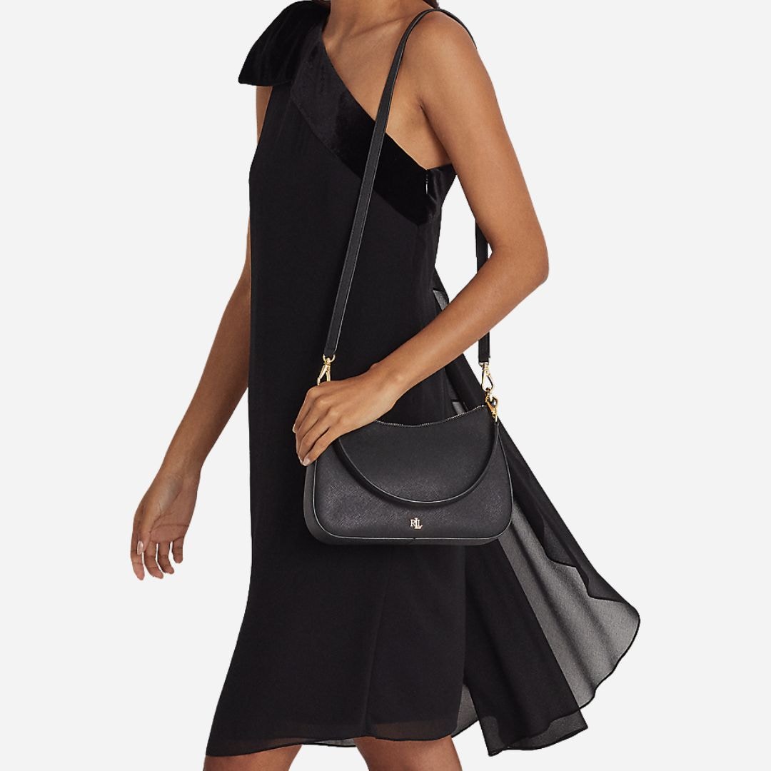  Crosshatch Leather Medium Danni Bag -  Black