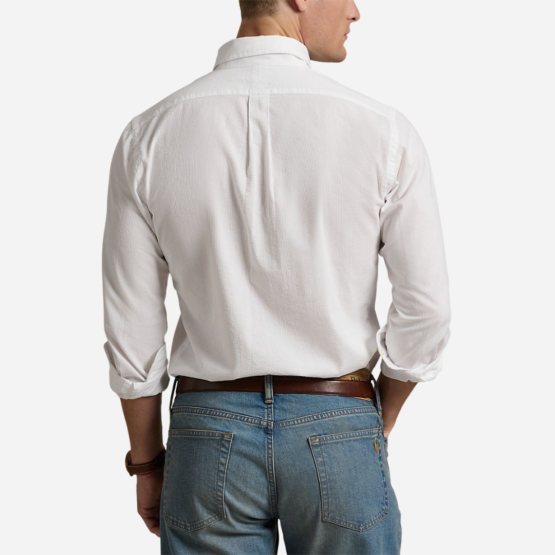 Custom Fit Seersucker Shirt -  White