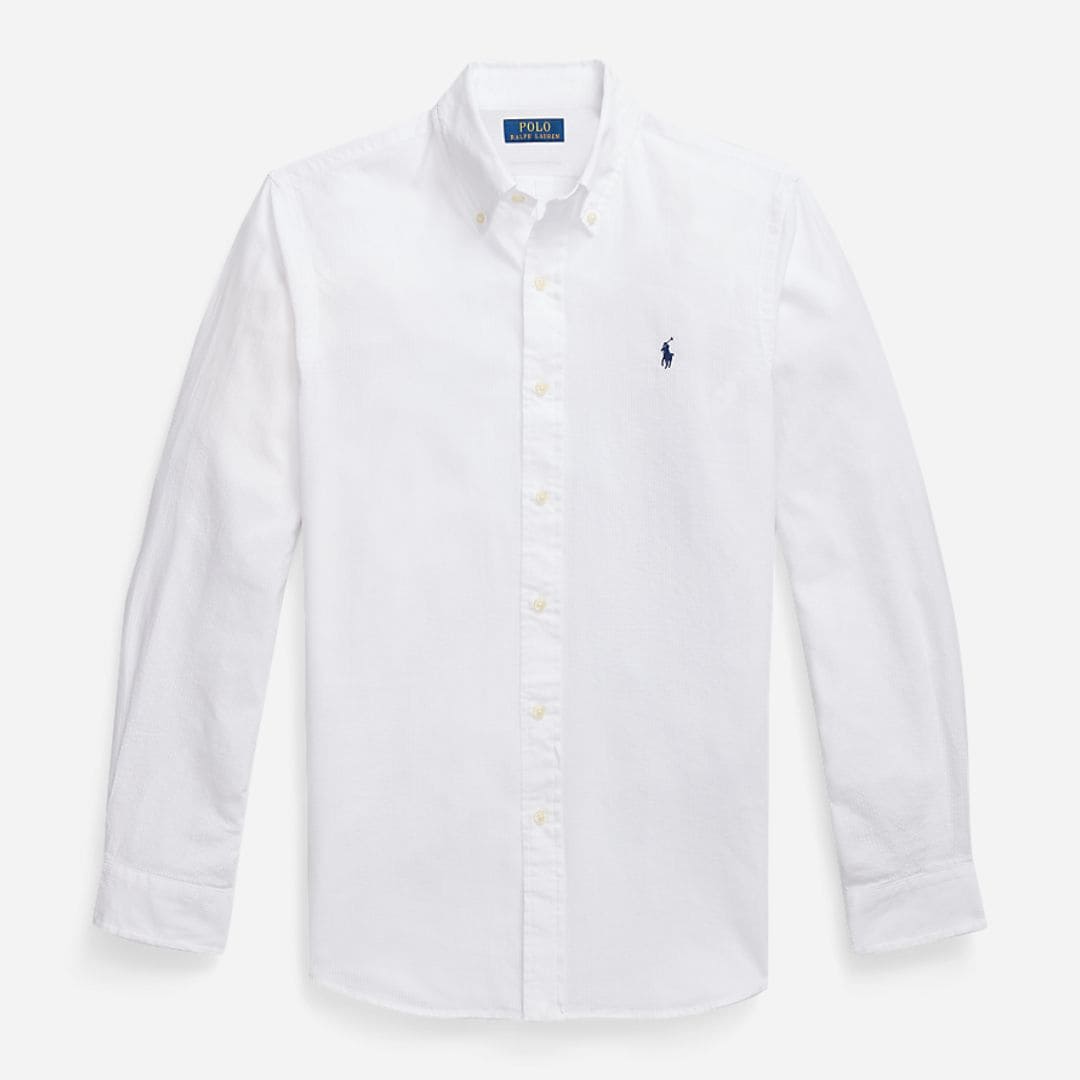 Custom Fit Seersucker Shirt -  White