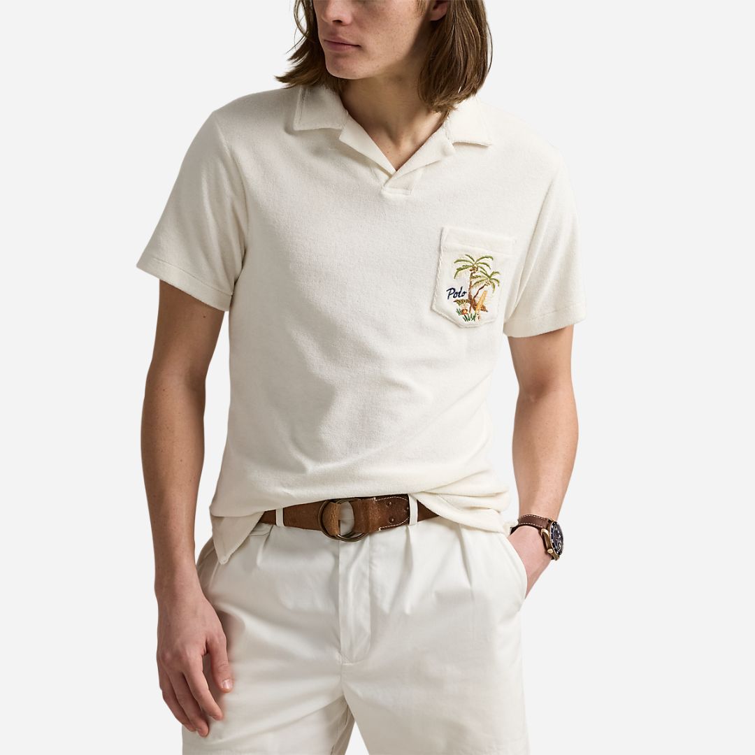 Custom Slim Embroidered Terry Polo Shirt -  Nevis