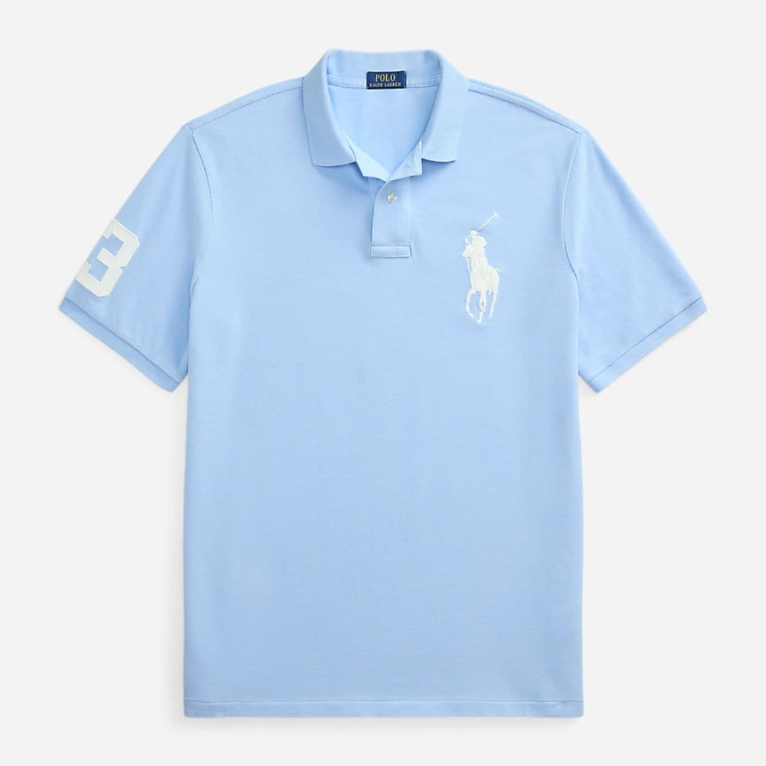  Custom Slim Fit Big Pony Mesh Polo Shirt - Bluebell