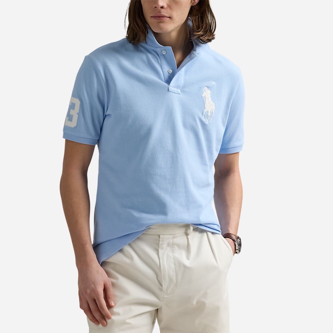  Custom Slim Fit Big Pony Mesh Polo Shirt - Bluebell