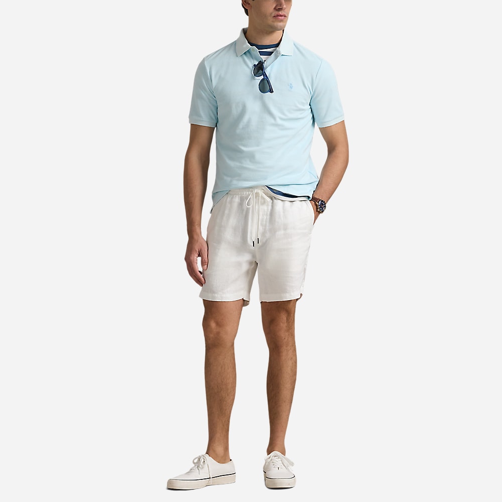 Custom Slim Mineral-Dyed Mesh Polo Shirt - Sky