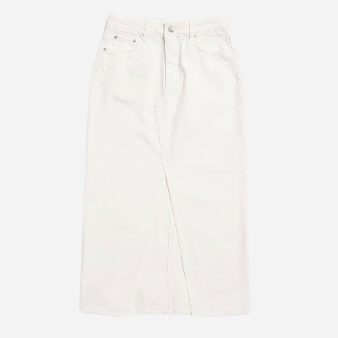 Denim Long Skirt - Ecru