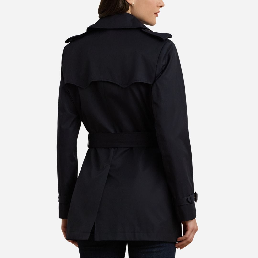  Double Breasted Cotton Blend Trench Coat - Dk Navy