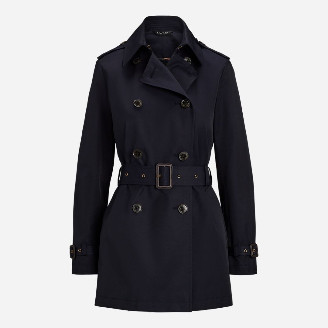  Double Breasted Cotton Blend Trench Coat - Dk Navy