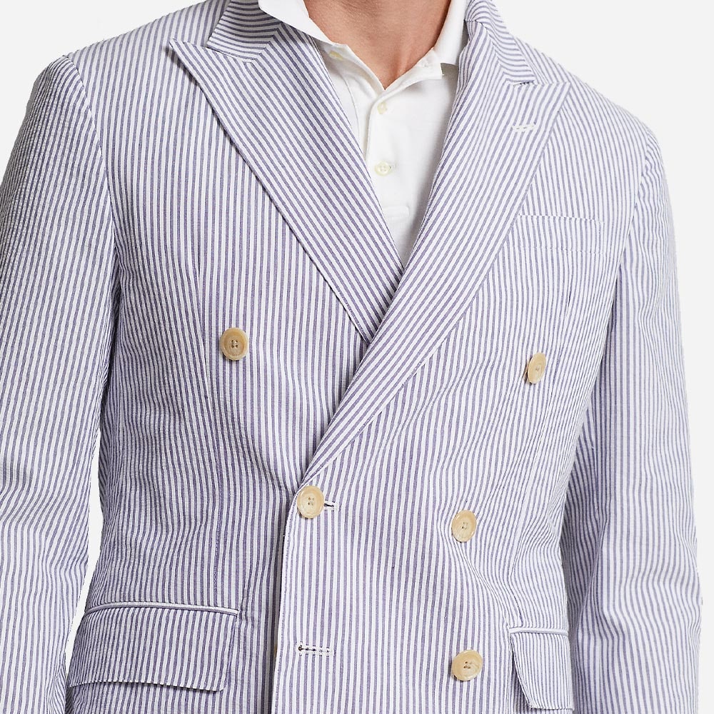 Ps Db Emb-Double Breasted-Sportcoat Dark Blue And White