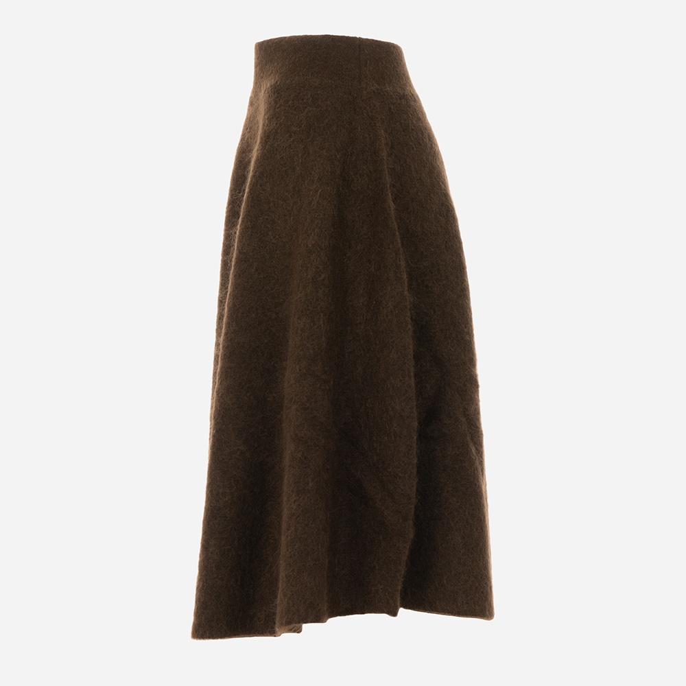 Mohair Flared Skirt Dark Brown