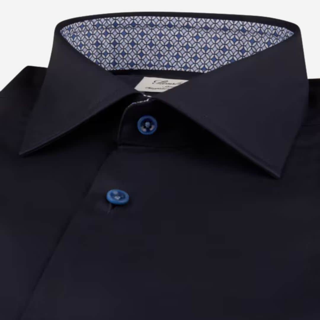 Fitted Body Contrast Shirt - Navy