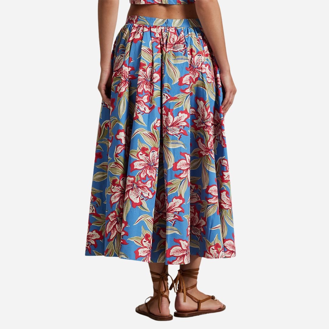  Floral Cotton Midi Skirt -  Royal Bloom