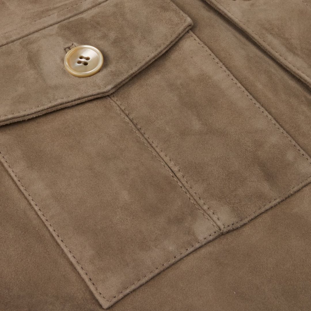 Goat Suede Overshirt - Beige