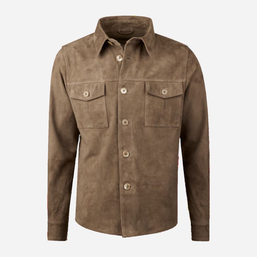Goat Suede Overshirt - Beige