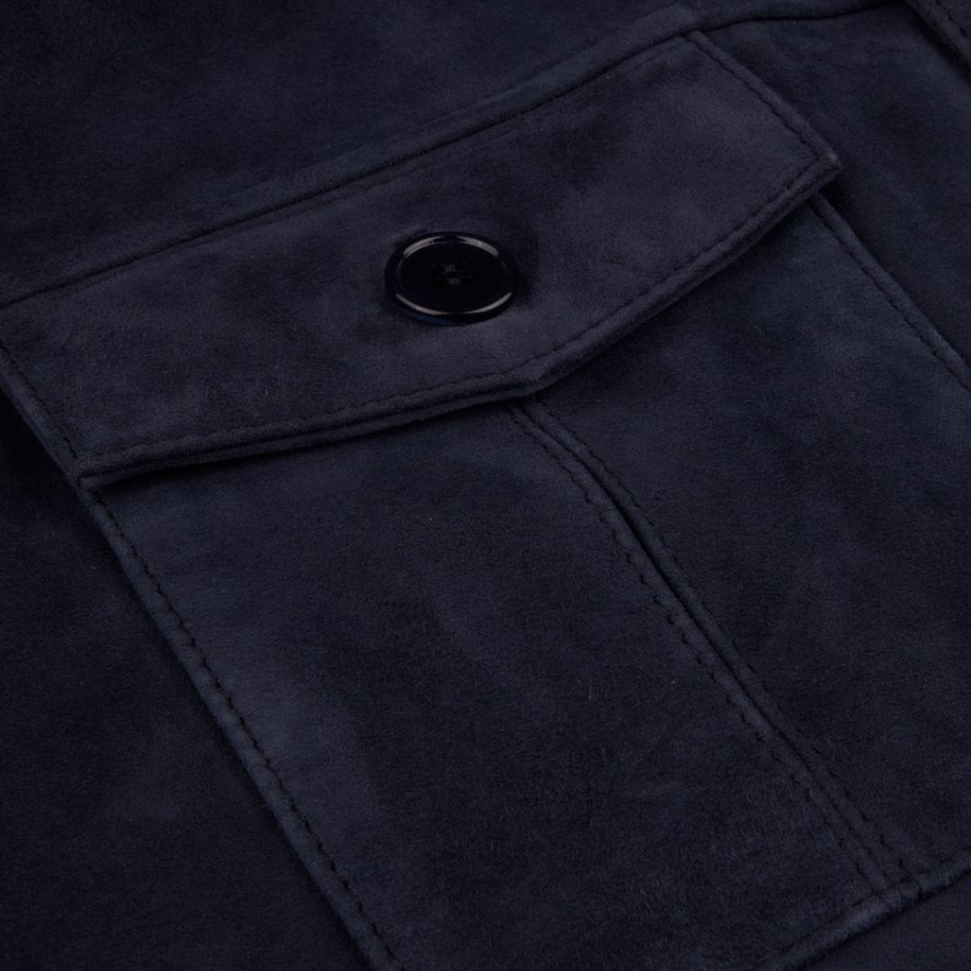 Goat Suede Overshirt - Navy
