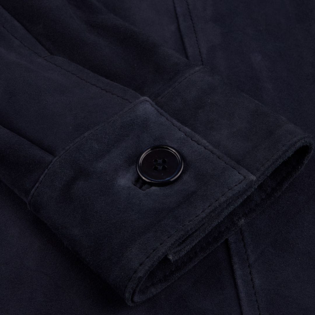 Goat Suede Overshirt - Navy