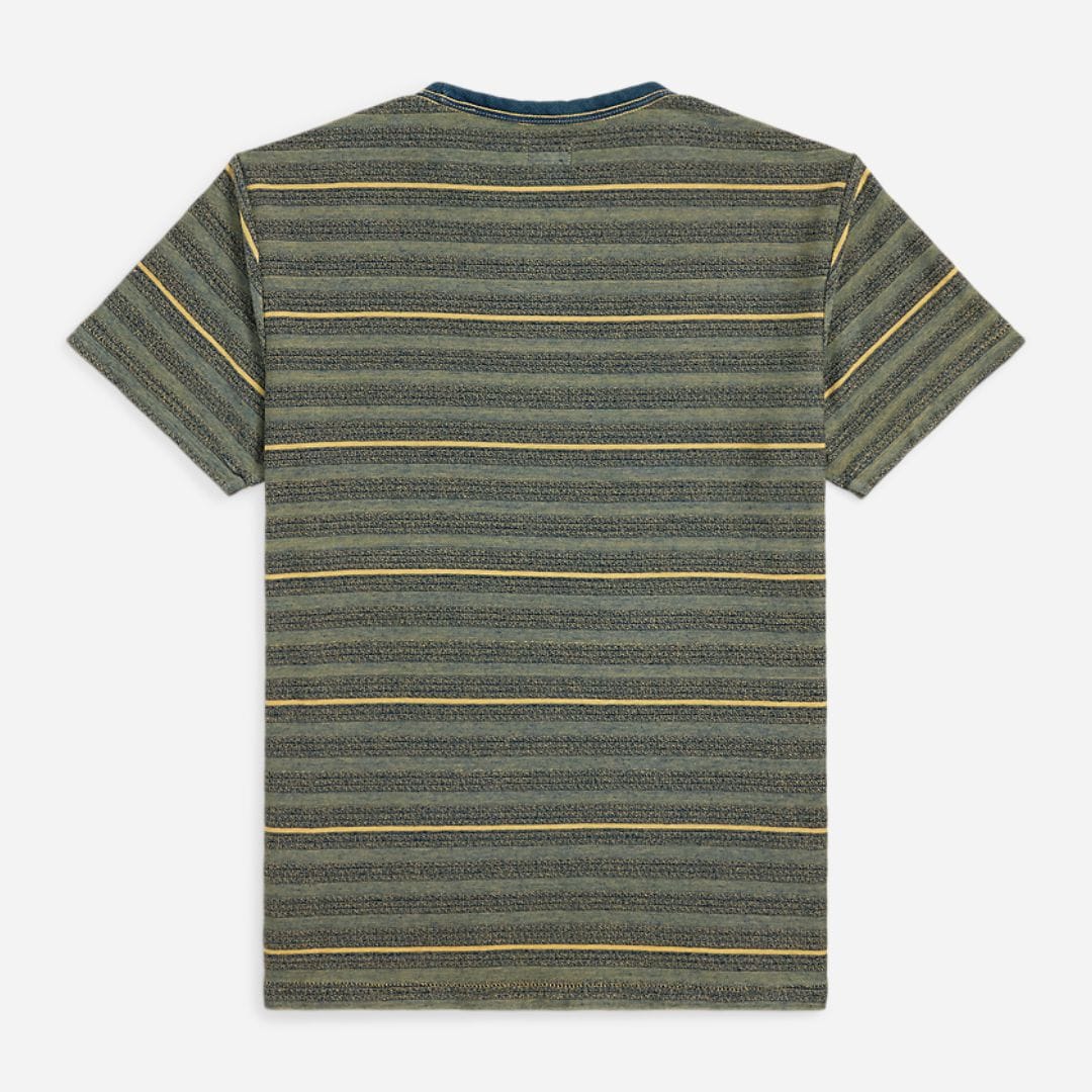 Indigo Striped Jacquard T-Shirt -  Cream/Multi