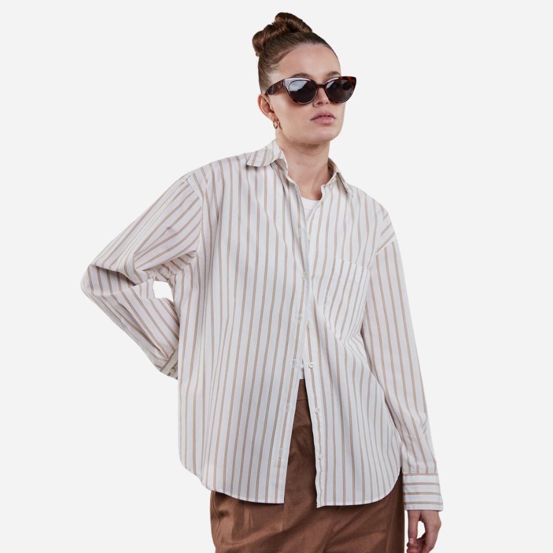 Jackie Shirt - Beige Stripes