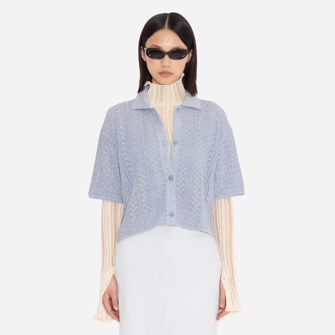 Kelp Crochet Shirt -  Blue