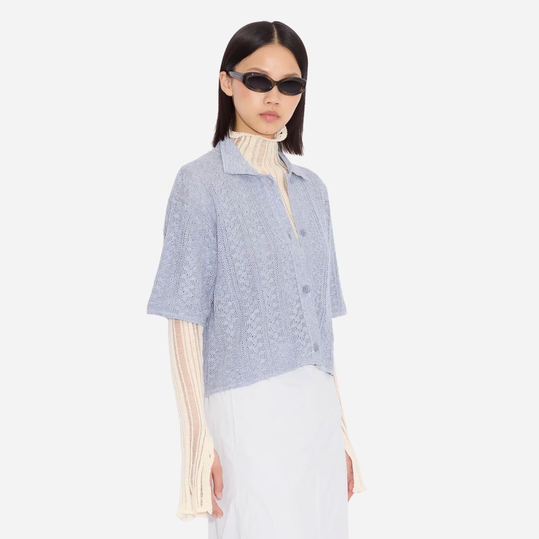 Kelp Crochet Shirt -  Blue