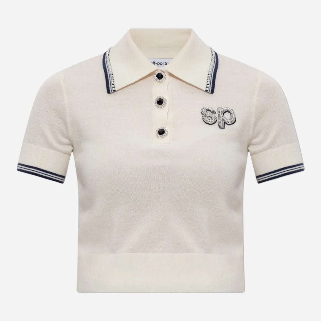 Knit Polo Top - Cream