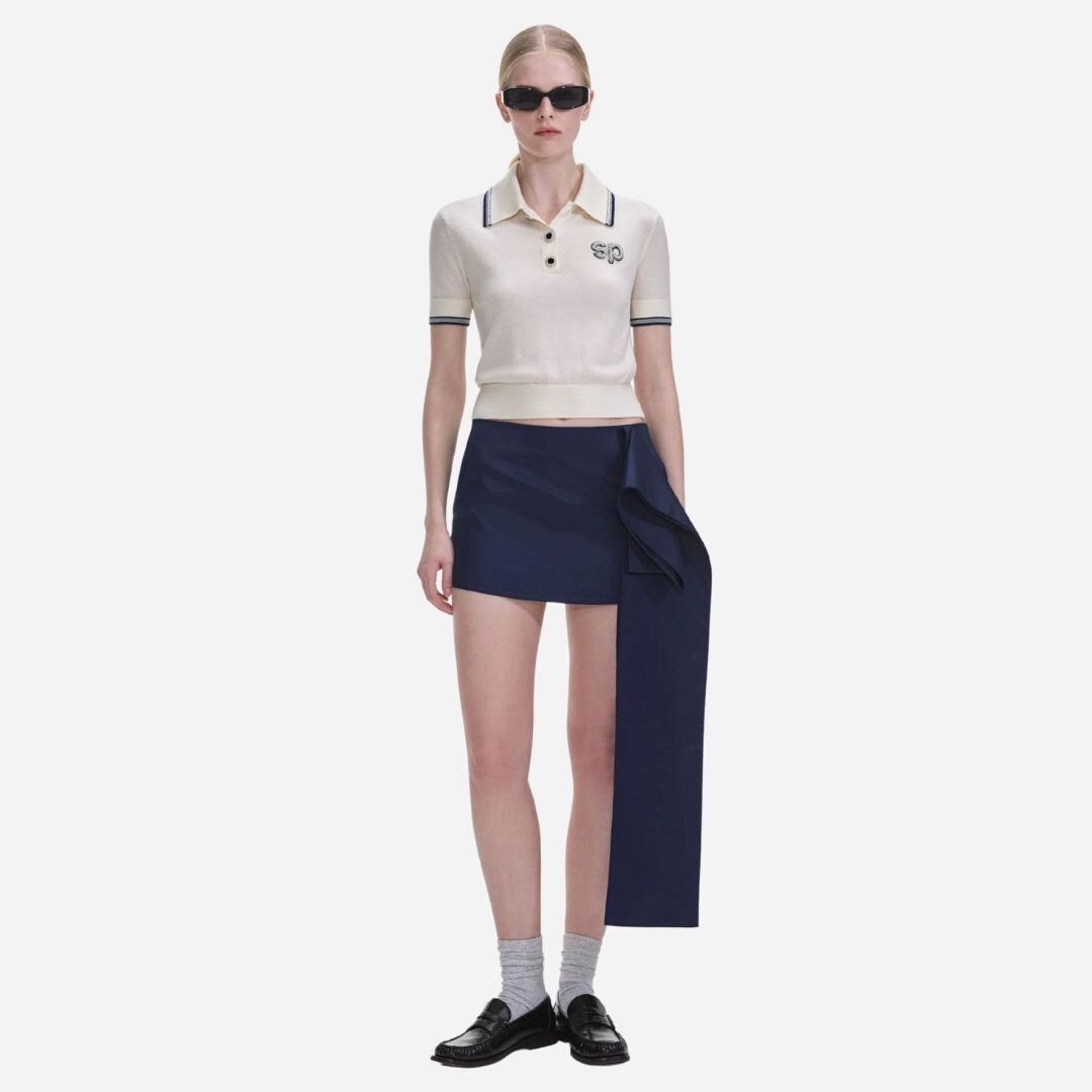 Knit Polo Top - Cream