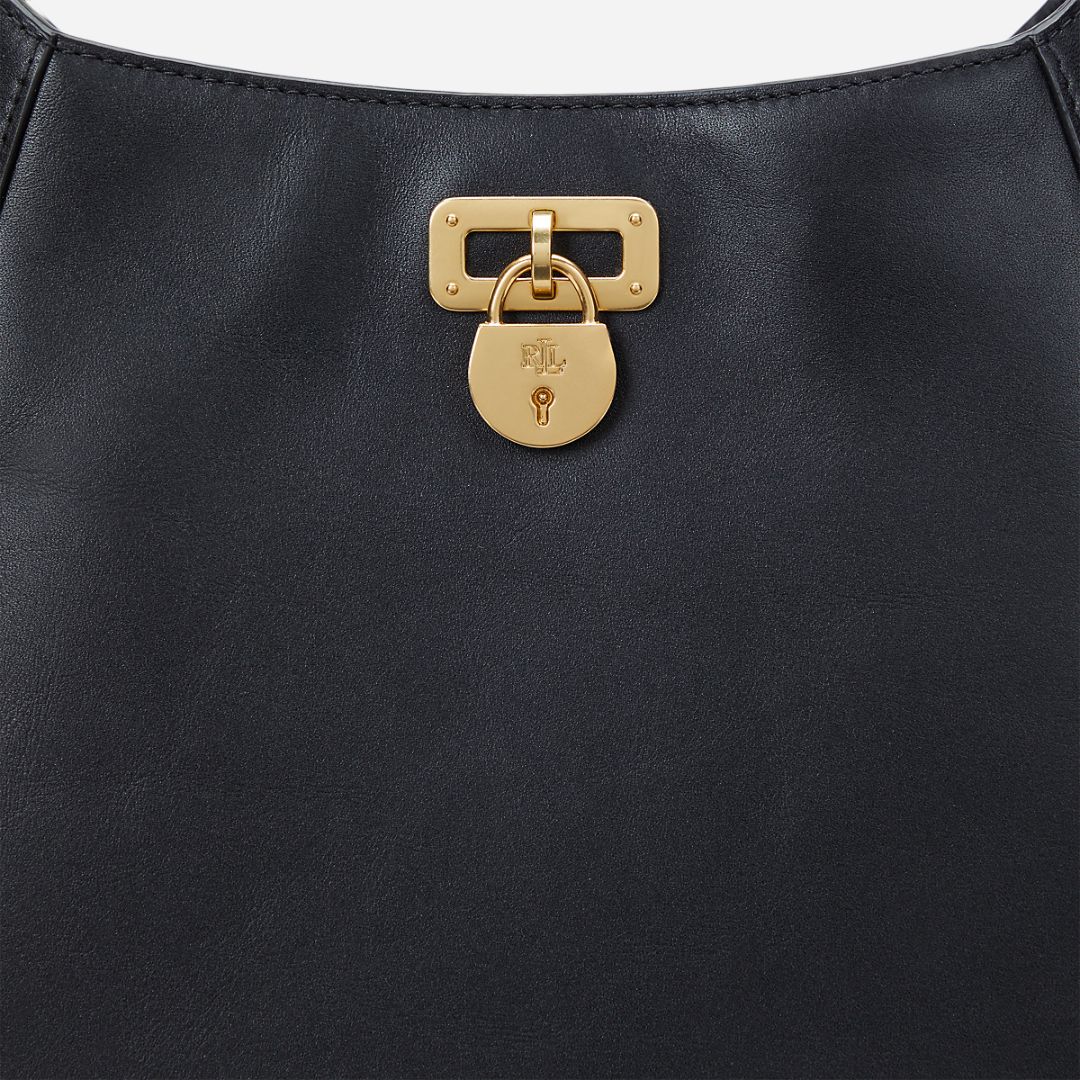 Leather Large Tanner Shoulder Bag - Black