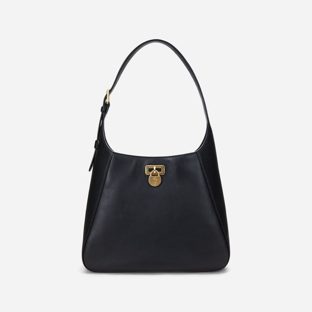 Leather Large Tanner Shoulder Bag - Black