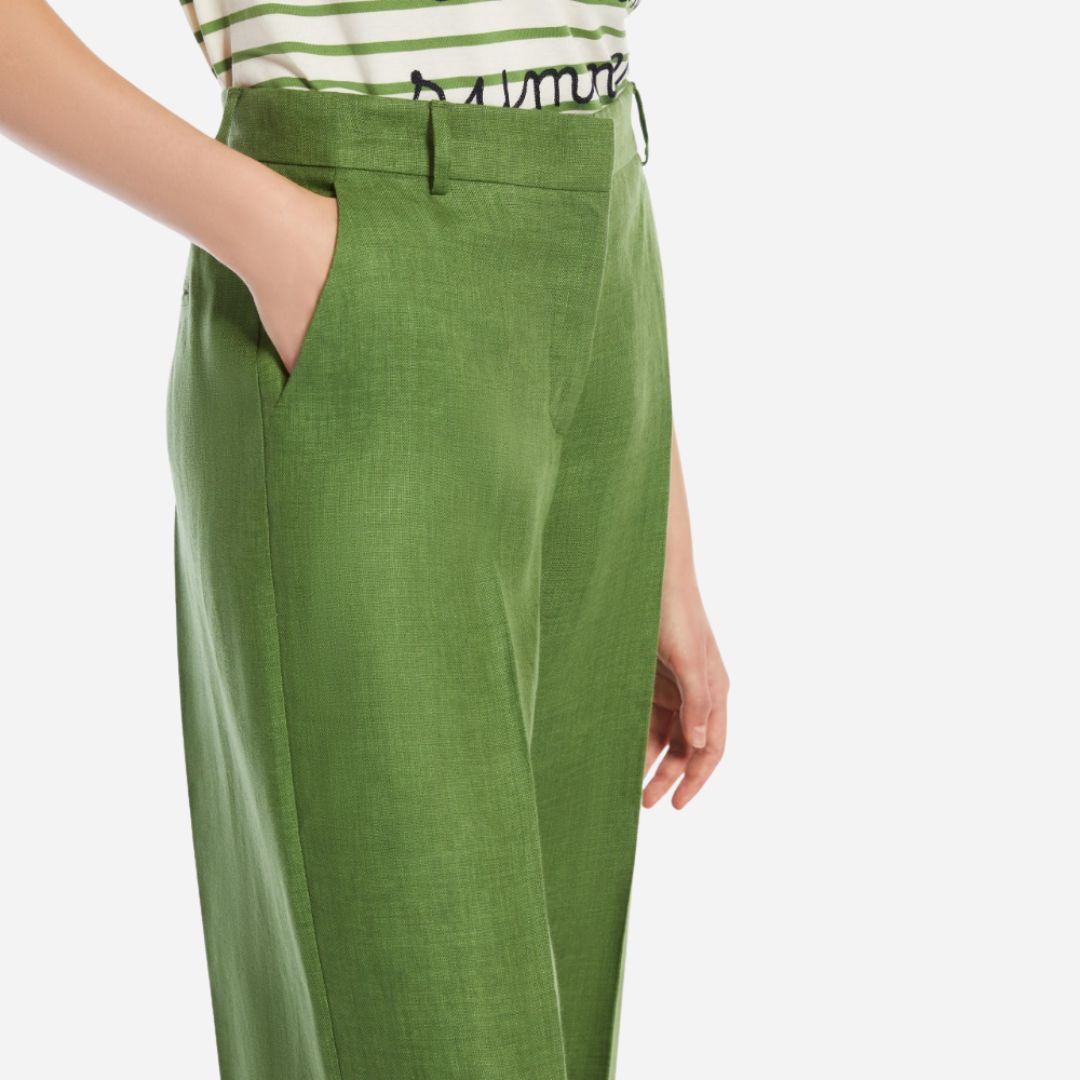 Linen Canvas Trousers -  Green