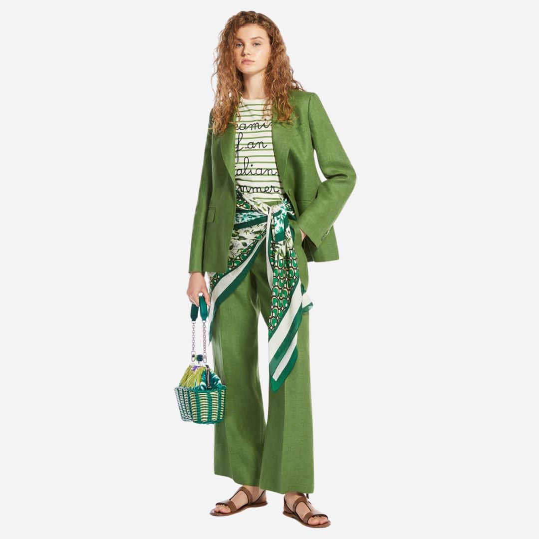 Linen Canvas Trousers -  Green