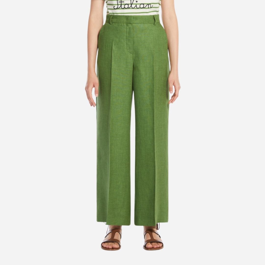 Linen Canvas Trousers -  Green