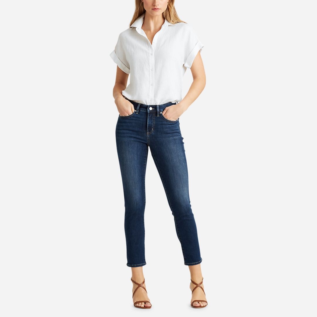 Linen Short-Sleeve Shirt -  White