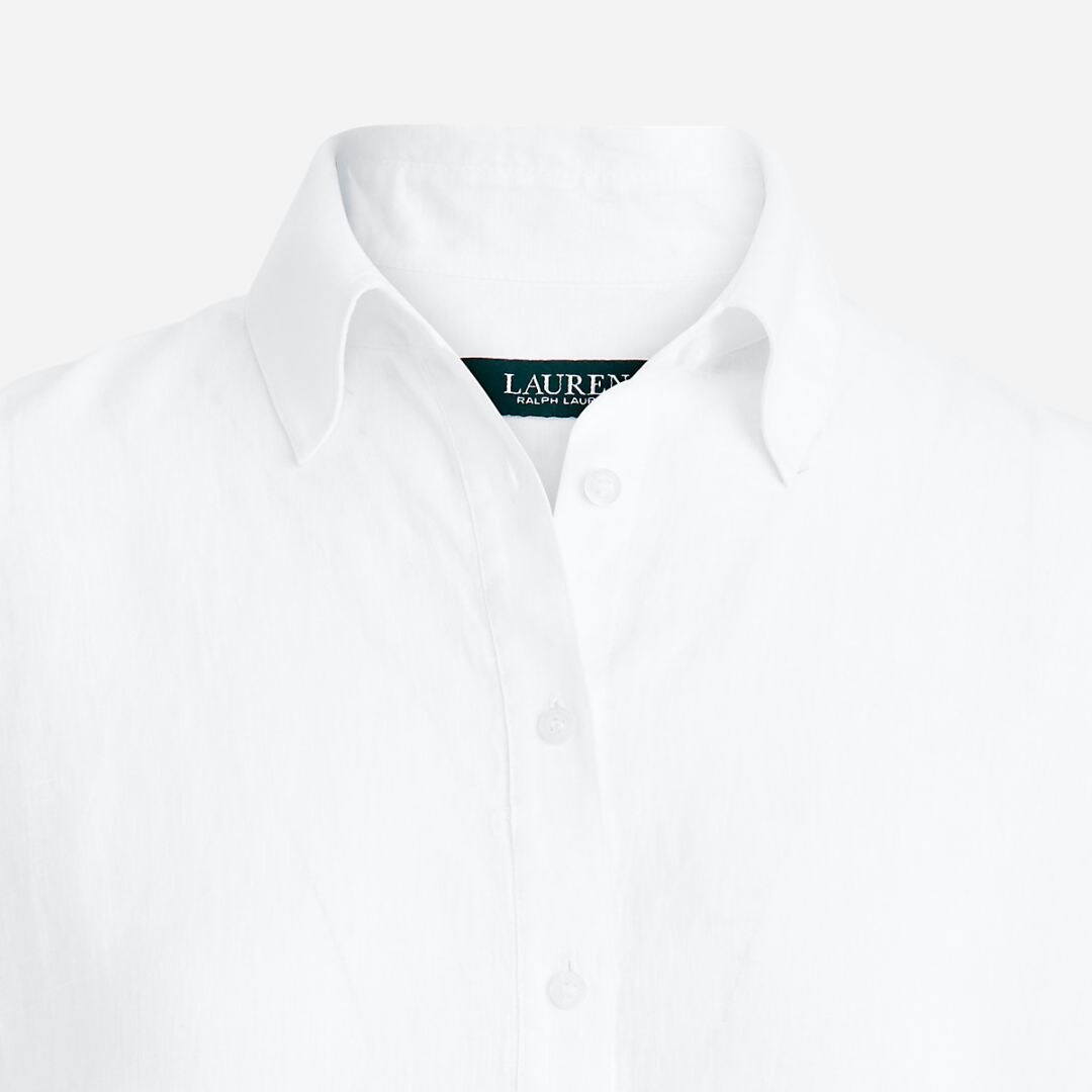 Linen Short-Sleeve Shirt -  White
