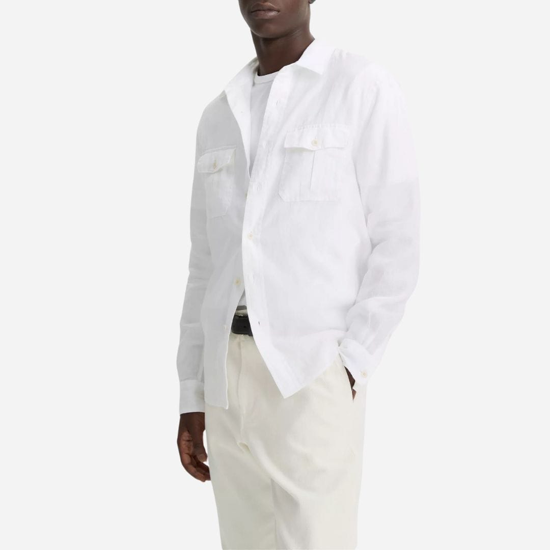 Linen Utility Shirt - Optic White