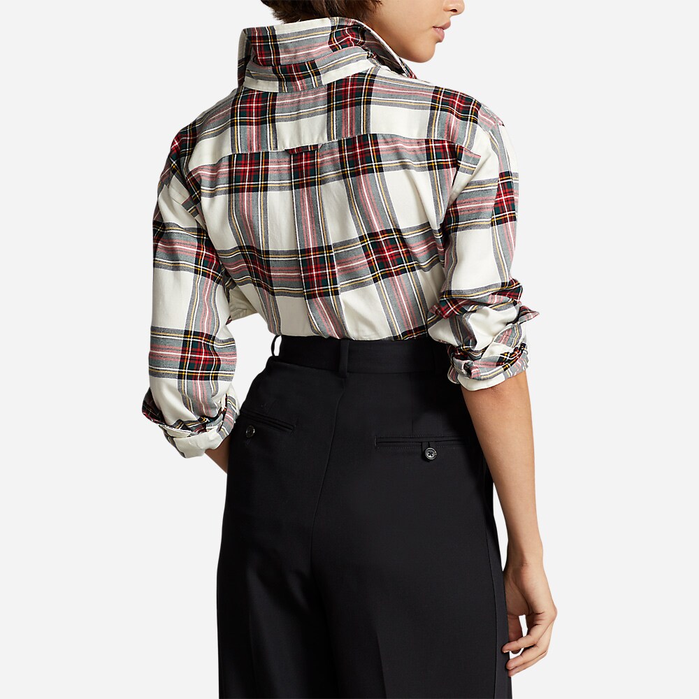 Ls Ligh St-Long Sleeve Blouse - Red/ Cream Plaid