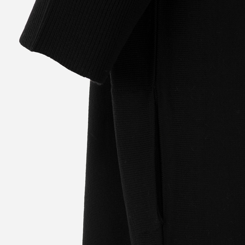 Merino Wide Turtleneck Dress W/Short Sleeve Black