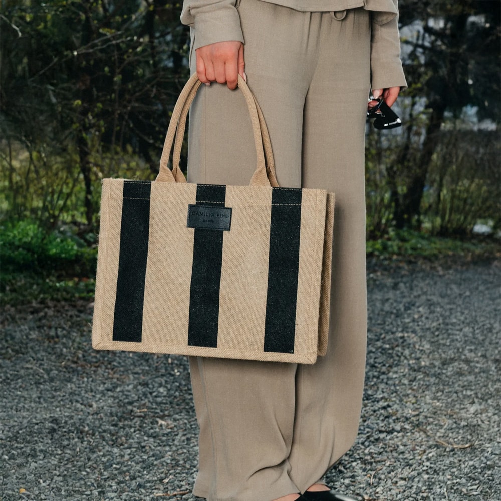 Market Bag Small - Black Stripe
